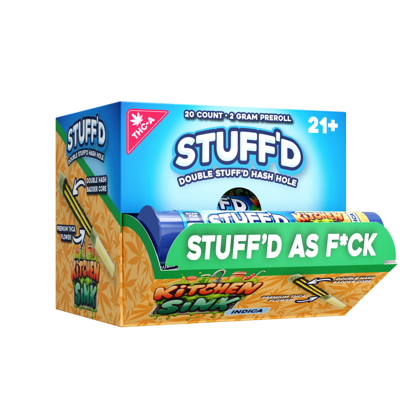 DOUBLE STUFFD - HASH HOLE 1CT PREROLL (THC-A) - 20CT DISPLAY